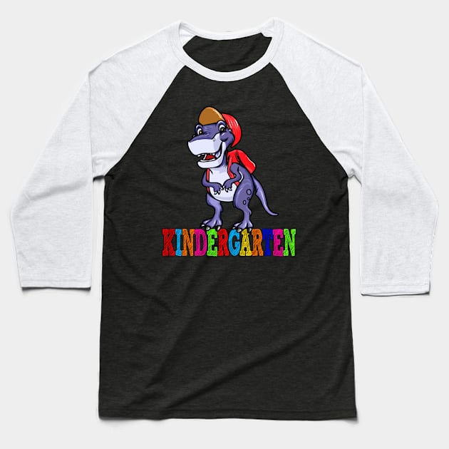 Dinosaur With Backpack Gift Idea Design Motif Baseball T-Shirt by Shirtjaeger